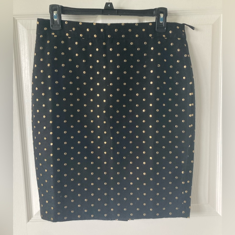J. Crew Black and Gold Pencil Skirt